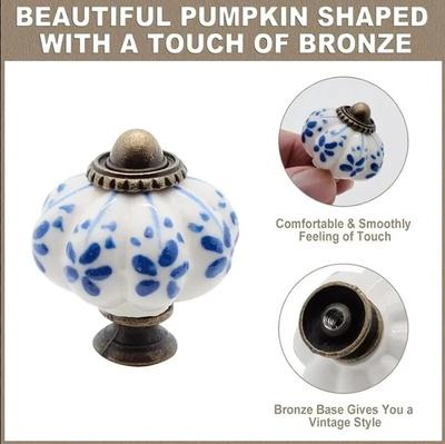 Rustik Desenli Balkabağı Seramik Çekme Kolu Çocuk Odası Çekmece Dolap Kapı Kolu Avrupa Retro Kolu