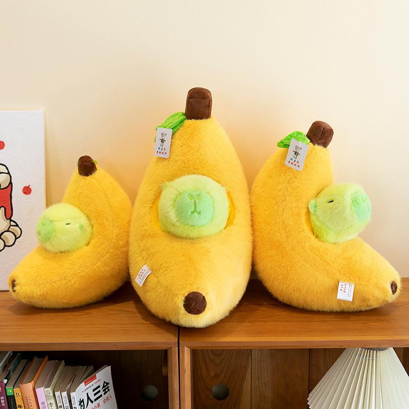 Bai Fen Bai Dolls And Toys New Banana Capybara Throw Pillow Kapibara Large Doll Shopping Mall Gift Exchange Children's Plush Toy