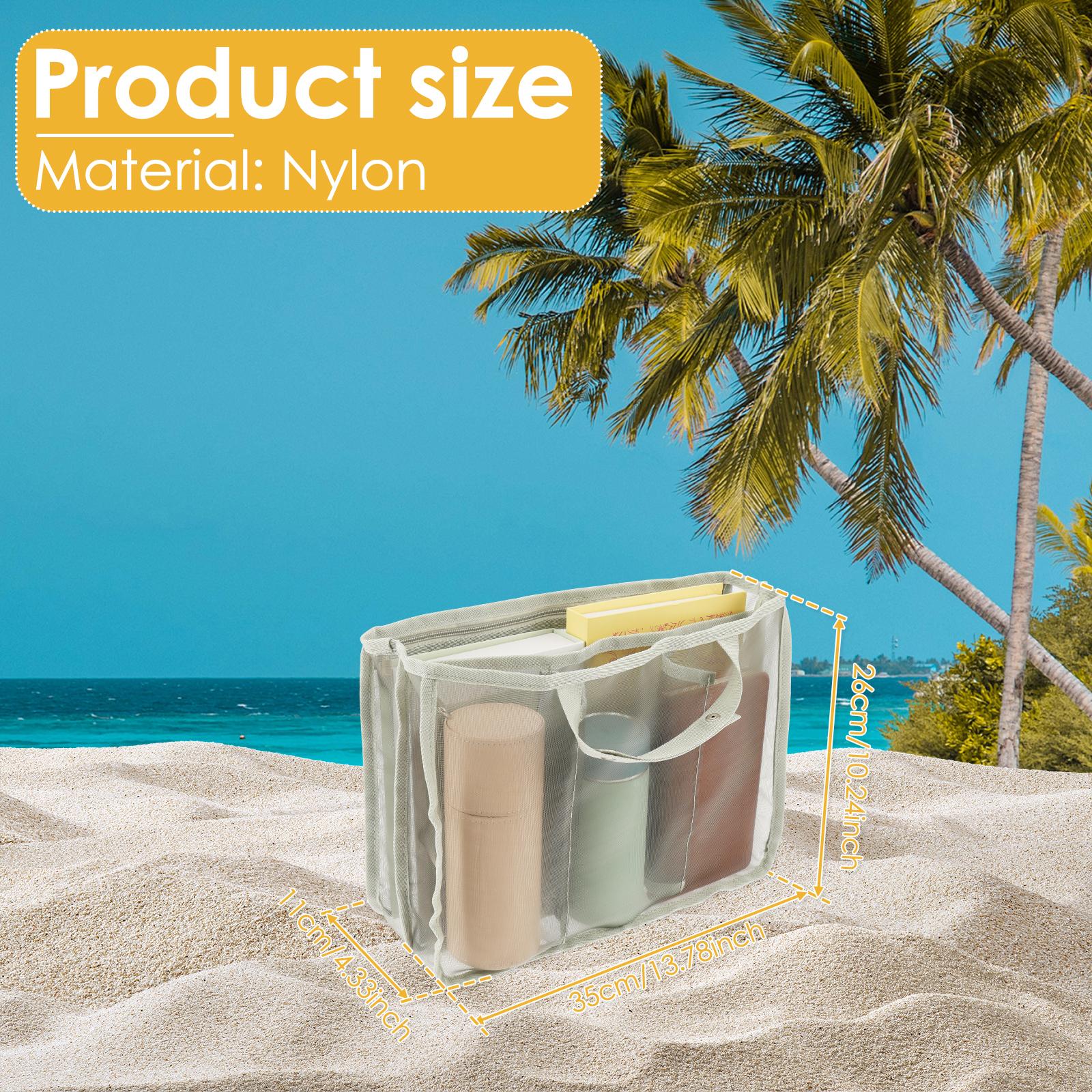 

Nylon Mesh Beach Bag Insert Large Capacity Mesh Insert Divider Pouch Breathable Multi Pocket Travel Beach Bag Organizer Insert