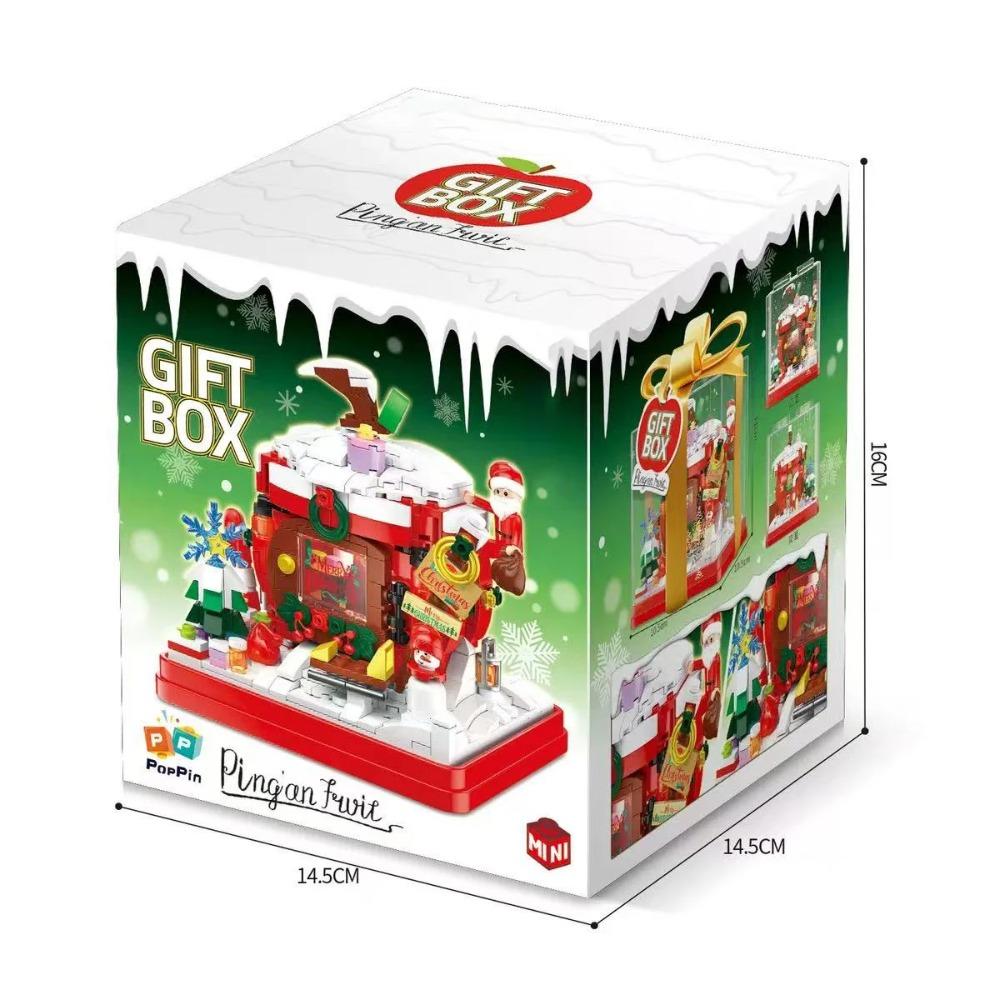 Christmas gingerbread house model building assembly, Christmas apple building blocks toys, children's holiday gift.