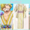 Anime Pirate King Cosplay Costume Zoro Yellow Striped Kimono Role Playing Outfit