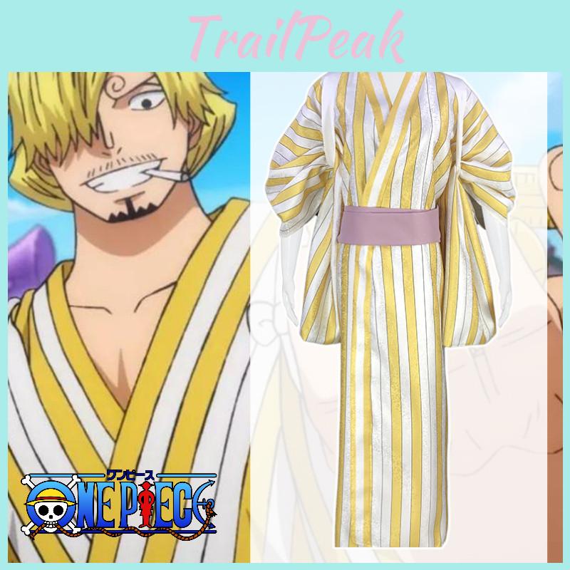 Anime Pirate King Cosplay Costume Zoro Yellow Striped Kimono Role Playing Outfit