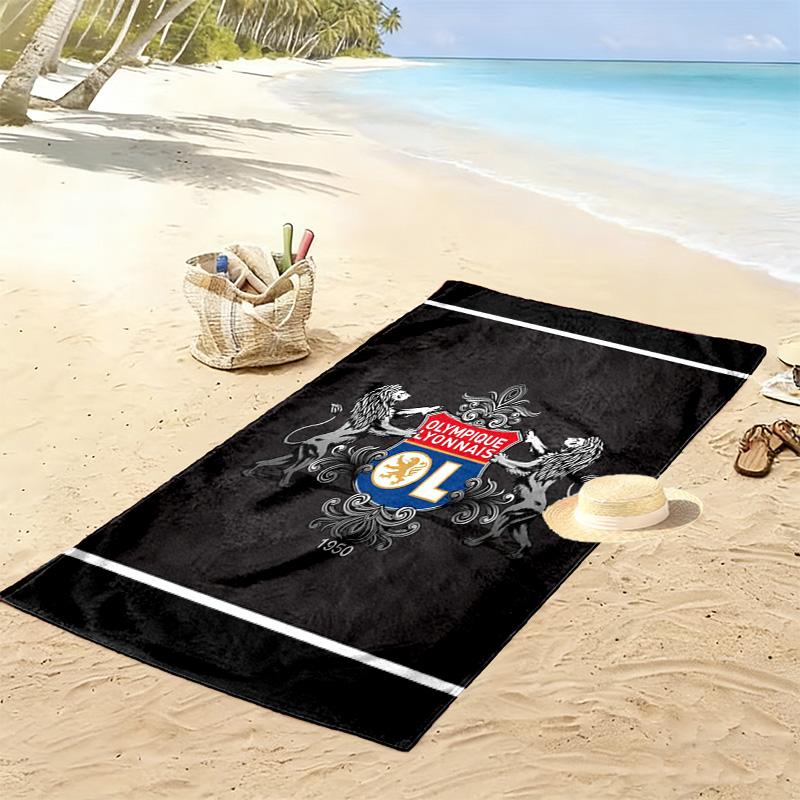 Asciugamano da Spiaggia Stampa Olympique Lyonnais, Asciugamano Grande Morbido Asciugatura Rapida per Spiaggia Campeggio Nuoto