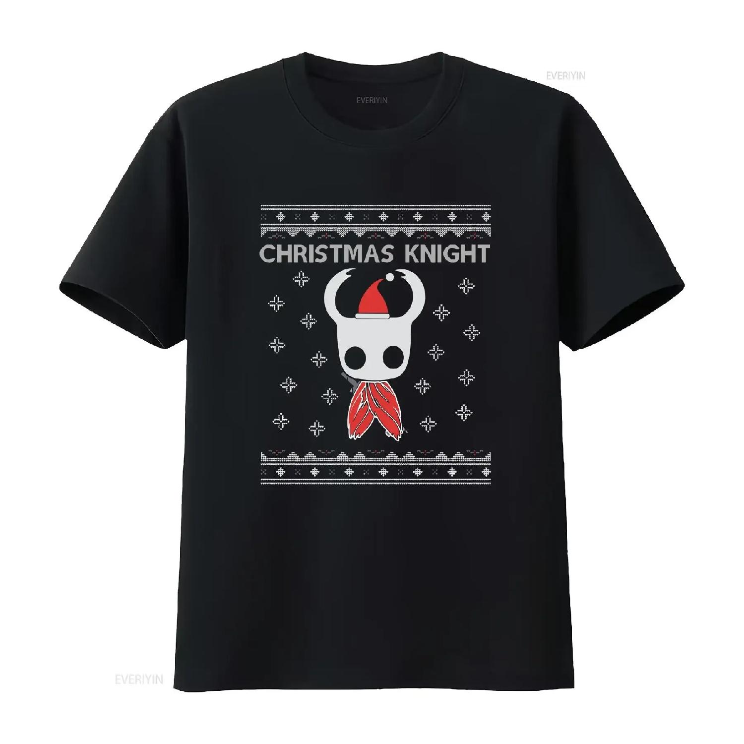 

Christmas Knight Men s Fitted T Shirt vintage Washed streetwear fashion Slightly Top For Everyday Wear Versatile Stretched S чёрный