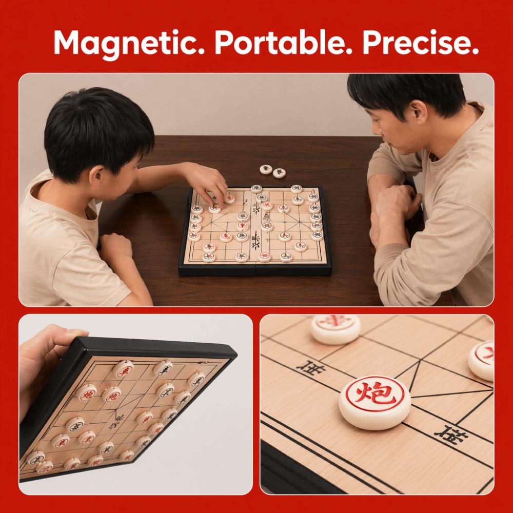 Faltbares Xiangqi Strategie Brettspiel Set Tragbares Chinesisches Schach Set Büro