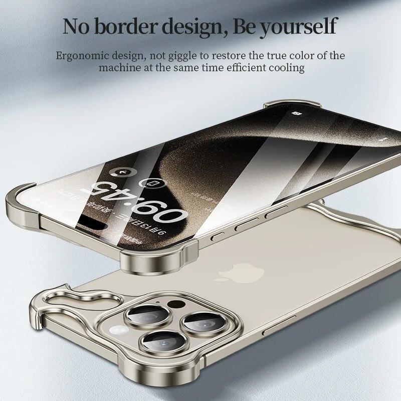 Metal Rimless Phone Case for Iphone 13 14 15 Pro Max Plus Aluminum Alien Titanium Alloy Bumper Cover for Apple Iphone 13 14 15 Promax
