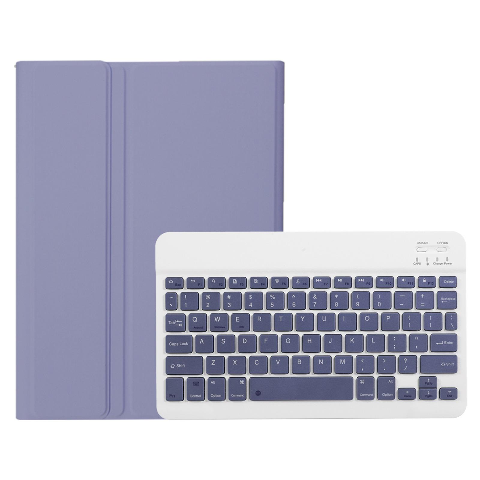

AM25 For Lenovo Xiaoxin Pad 11 2024 Leather+TPU Tablet Cover with Bluetooth-compatible Keyboard Purple