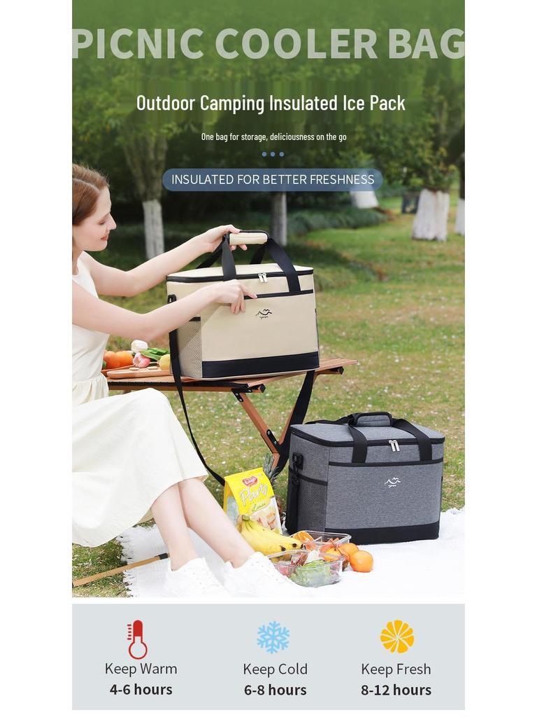 Large Capacity Insulated Square Lunch Bag with Thickened Oxford Cloth and Aluminum Foil