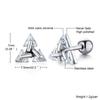 Orecchino a Perno da Uomo, Orecchini a Perno Triangolari Pierced con Cristallo Zircone, Piccoli Perno Minimalisti in Acciaio Inossidabile per Gioielli da Uomo Donna