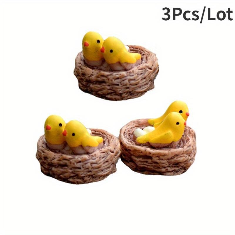 

3 шт./лот DIY Мини-гнездо с птицами, миниатюры для сада фей, гномы, моховые террариумы, фигурки из смолы