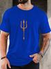 Unisex Black Crew Neck Tee Minimal Orange Poseidon Trident Simple Greek Sea God Symbol Mythology Art Soft Cotton Male Casual Tops