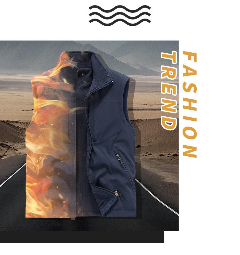 Gilet de pêche imperméable et coupe-vent double face pour homme avec doublure en velours