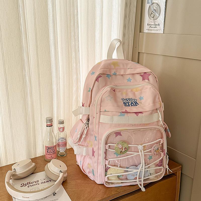 College style backpack women's new Japanese ins cute bar pain bag large capacity backpack junior high school schoolbag tide