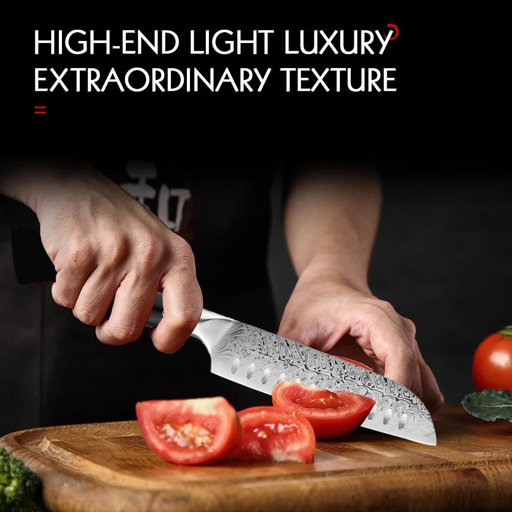 7-inch Santoku Knife With Laser-pattern Blade Chef Knife Japanese Chef Knife Home Cooking Tools Kitchen Knife Fruit Paring
