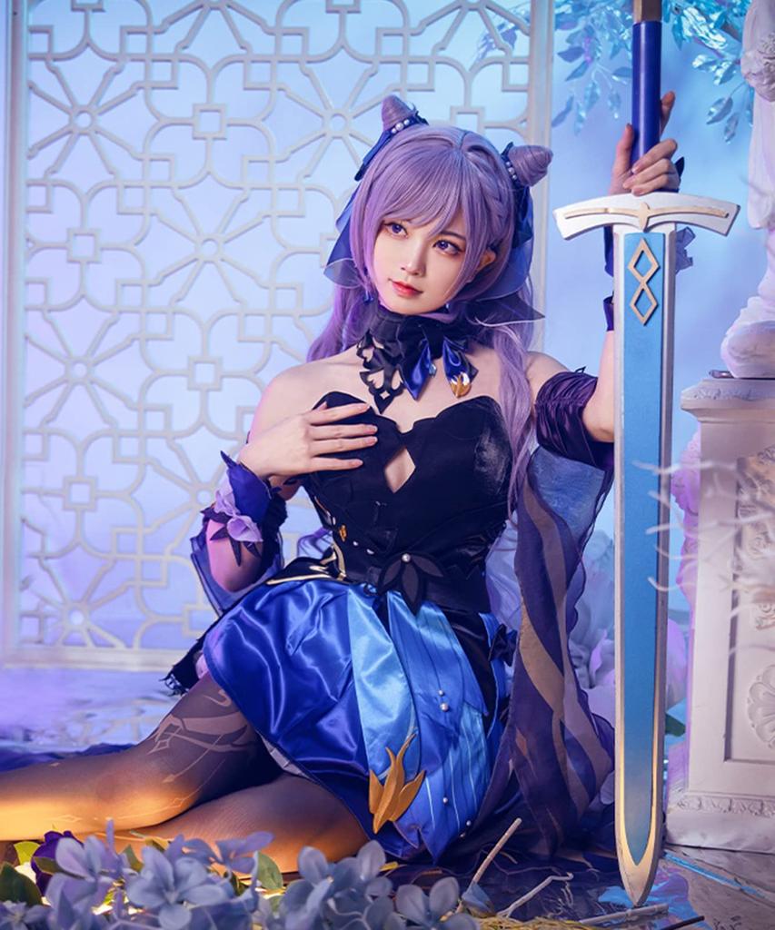[Milky Time] Genshin Impact Keqing Cosplay Halloween Liyue Port New Skin Rainbow Skirt Dance