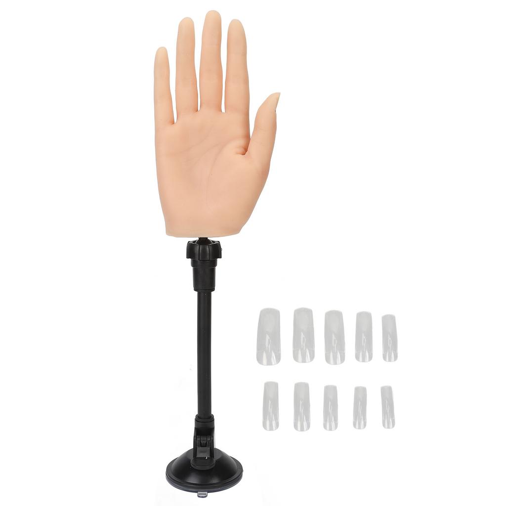 Nail Practice Hand for Acrylic Nails with Suction Bracket Refill Nail Tips Moveable Silicone