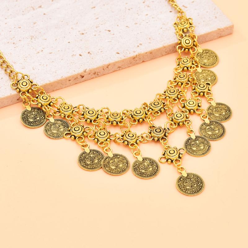 Vintage Coin Women Necklace Tassel Bohemian Ethnic Charms Chains Chokers Necklaces Statement Gypsy Turkish Necklaces Feminina