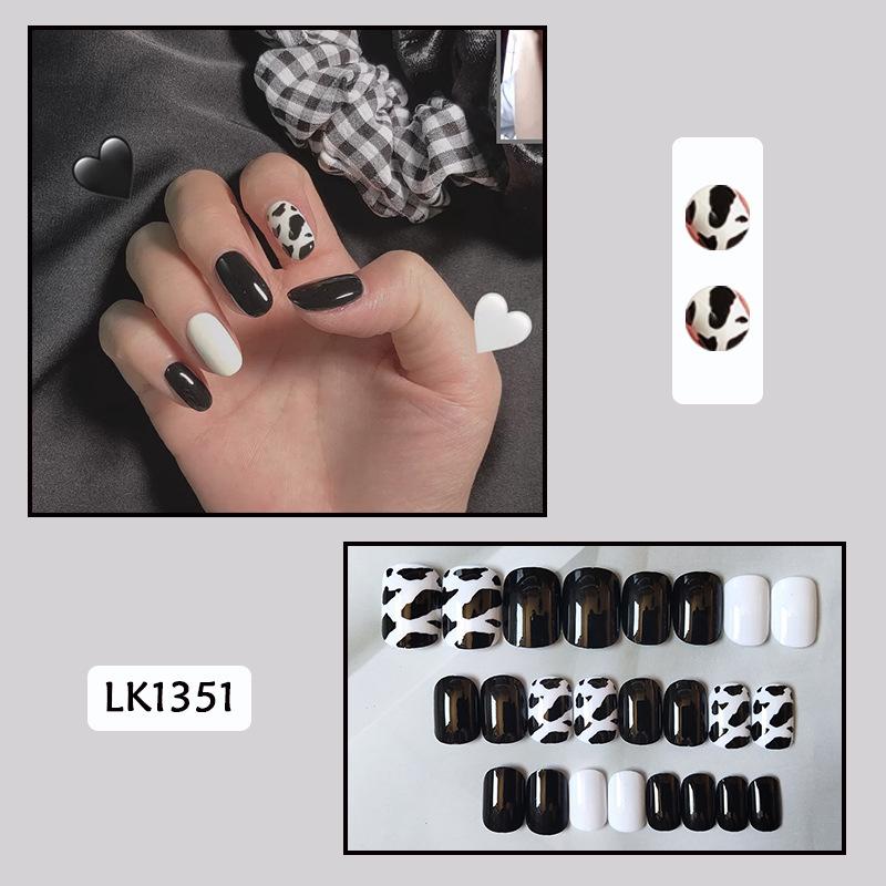 24Pcs Purple Bunny Design Full Coverage Press On Nails Artificial Removable Fake Nail Art Acrylic False Nails Finished