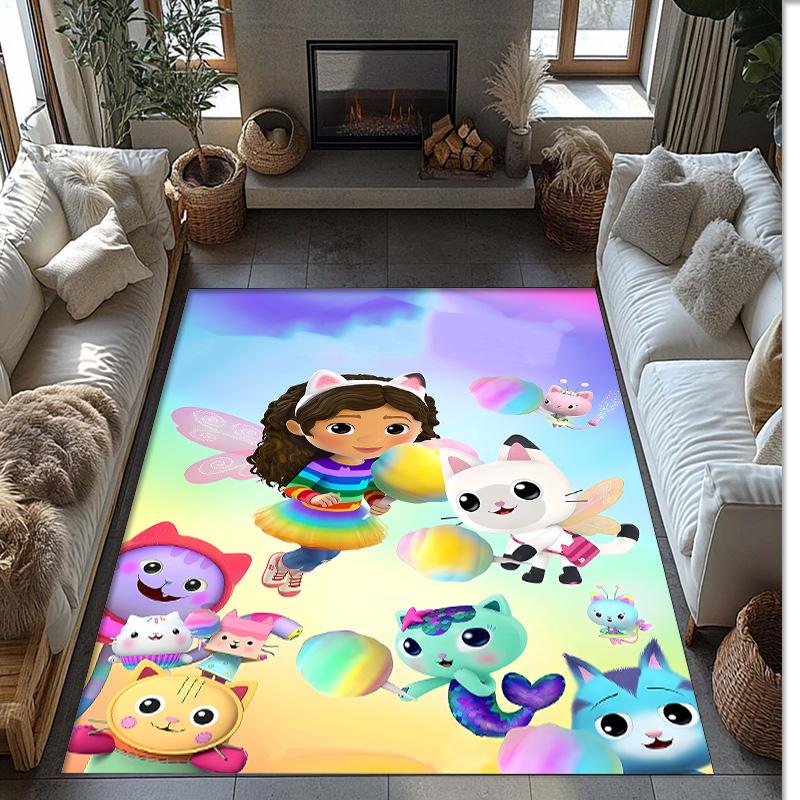 Gaby Dollhouse Printed Crystal Velvet Area Rug, Soft Anti-Slip Water Absorbent Floor Mat for Living Room Bedroom