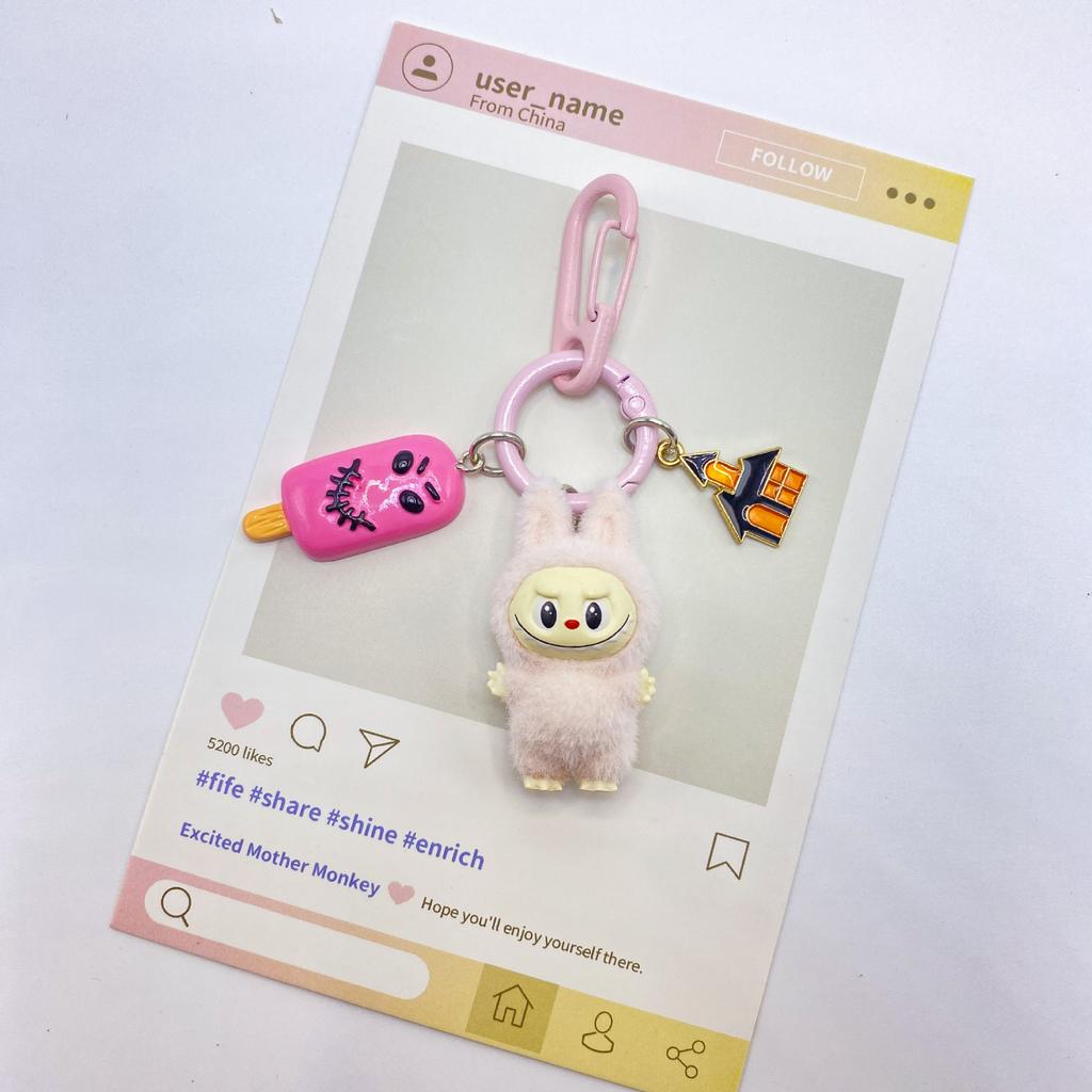 Halloween Flocking Mini Toys Cute Gift Baby-free Keychain Cartoon Bag Car Key Pendant