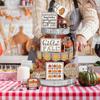 17Pcs Fall Tiered Tray Decorations Set, Thanksgiving Pumpkin Maple Tiered Tray Decorations Set, Rustic Farmhouse Pumpkin Truck Spice Blocks Autumn Woo