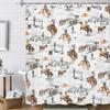 Western Cowboy Shower Curtain for Bathroom, Wild West Cowboy Ride Horse Cactus Bath Curtains, Farmhouse Country American West Th