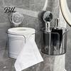 No Drill Tissue Box Wall-Mounted Roll Paper Holder with Vacuum Suction Sealed Container Cup Easy Installation Organizer for Bathroom Storage