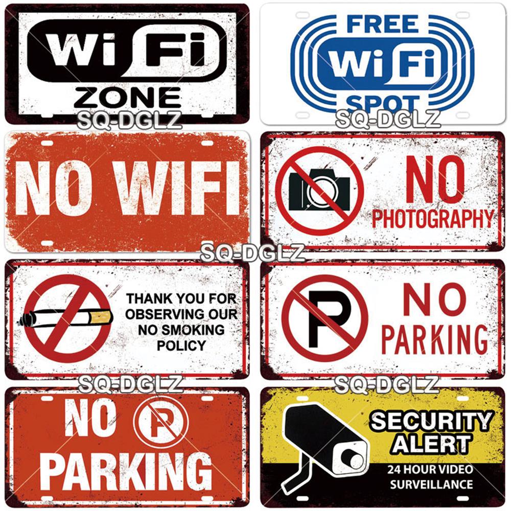 [SQ-DGLZ] Warning WiFi Camera License Plate Tin Sign Store Bar Wall Decoration Metal Sign Home Decor Painting Plaques Art Poster