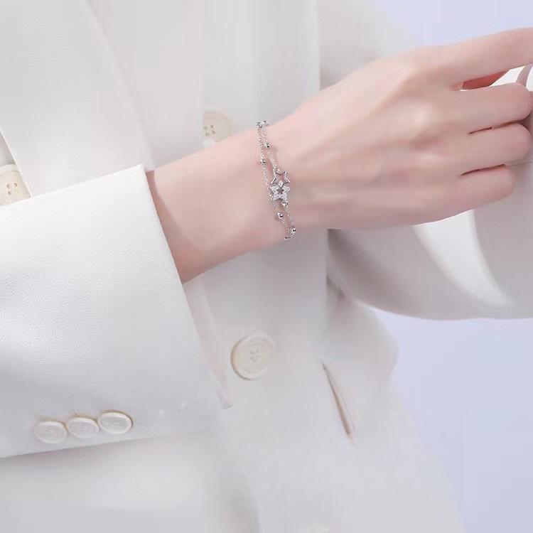 Starry Sky Story Bracelet Double-layer Stacked Five-pointed Star Round Beads Women's Jewelry Niche Design Simple Temperament New Jewelry