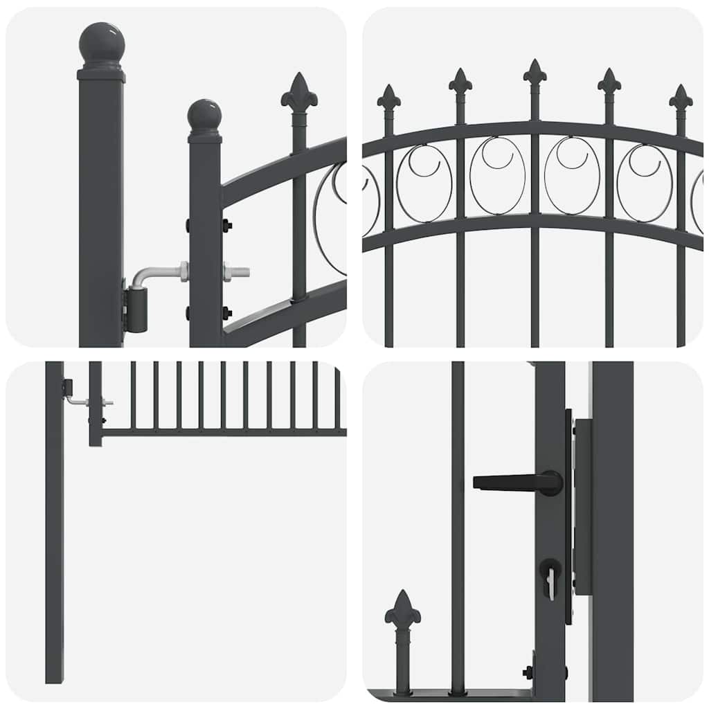 EMMEN Decorative Arch Gate with Finials 150 X 100 Cm