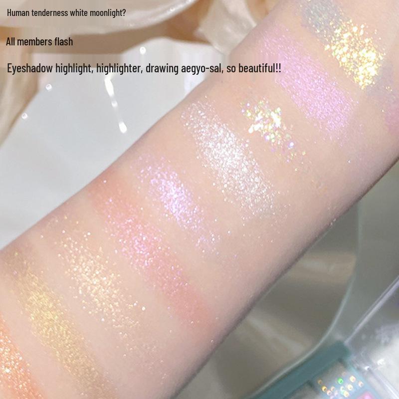 Worldly Wealth Flower: Super Sparkly Nine-Color Eyeshadow Palette with Shimmer and Pearlescent Glitter Highlights for Kids' Eye Makeup.