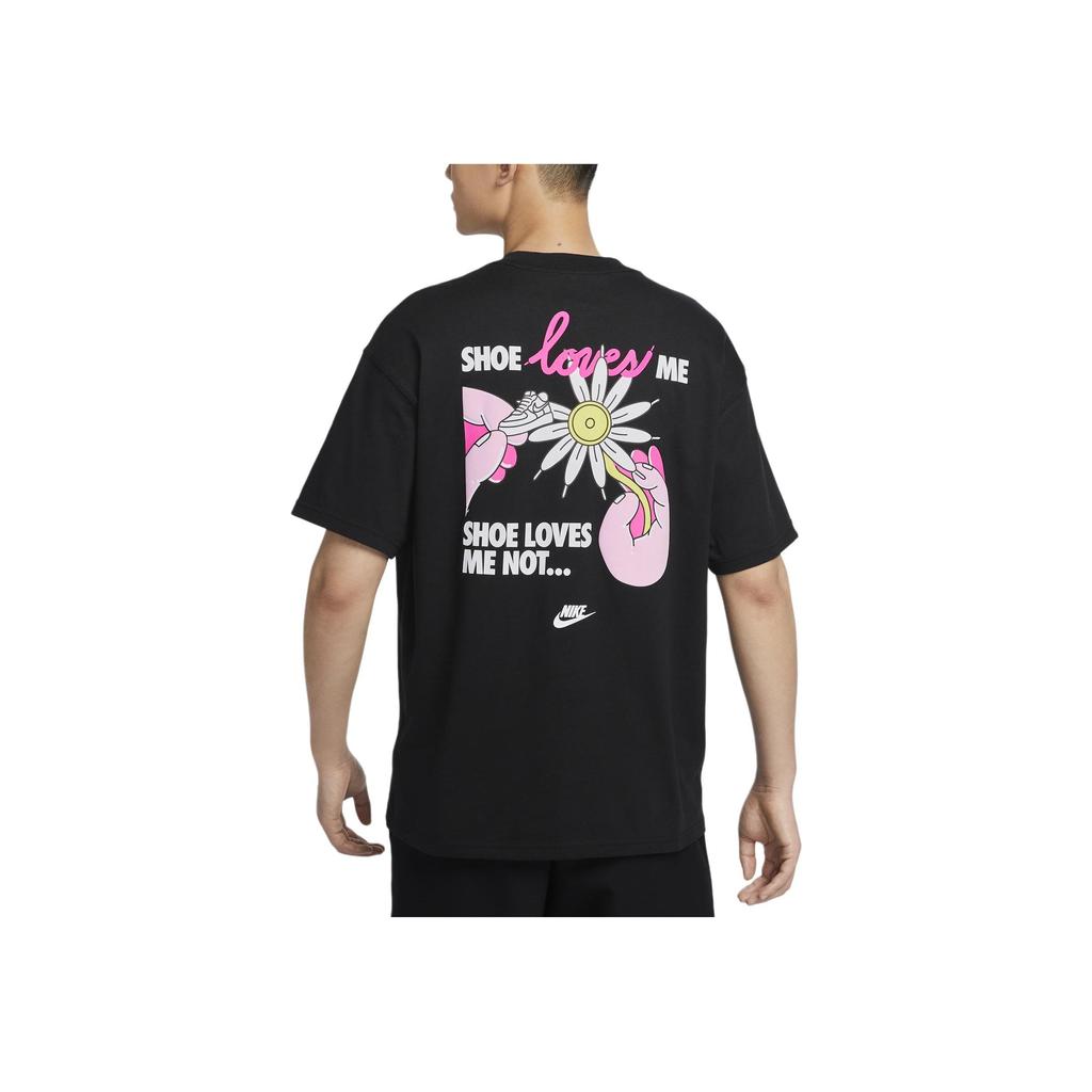 Nike Sportswear Cotton Loose Fit Printed Casual Soft Comfortable Short Sleeve T-Shirt Men Tops Black HJ0585010