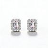 1 Pair Stud Earrings Square Geometric White Cubic Zirconia Clear Ice-Like Stone Ear Studs Retro French Style Jewelry Accessories
