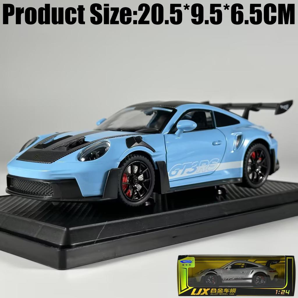 1:24 Porsche 911 GT3 RS 992 Generation GT Sports Car Alloy Metal Diecast Model Car Sound & Light Pull Back Toy Collectibles Gift