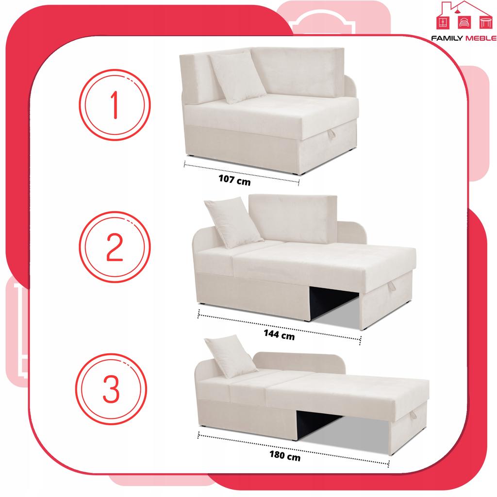 Denis Children's Corner Sofa Bed Extendable Container Children's Bed Mattress Kubuś