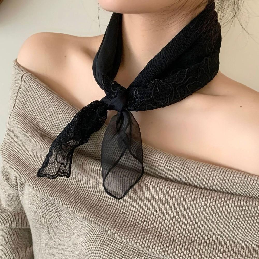 Floral Pattern Hair Wrap Embroidered Women Headscarf Fashion Lace Scarf