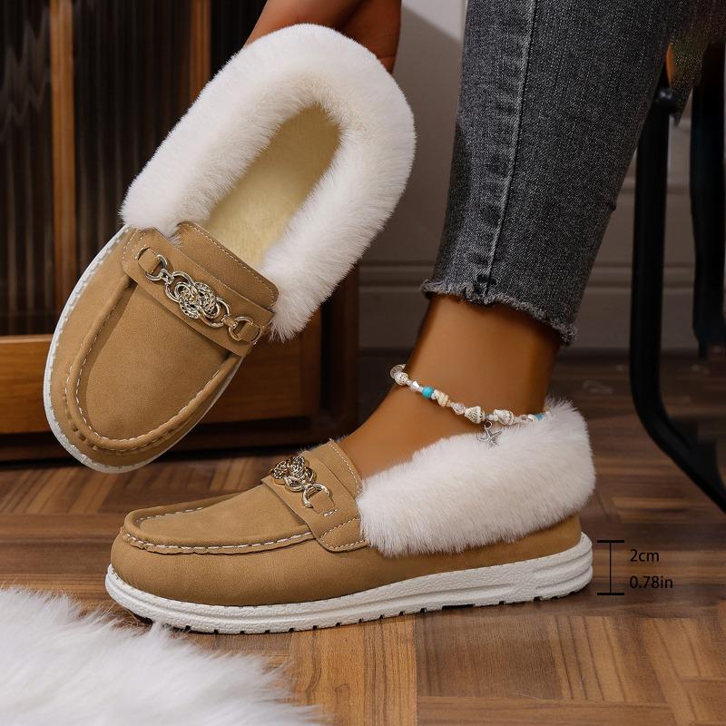 Women's Autumn & Winter Korean-Style Fuzzy Driving Moccasins - Fleece-Lined, Thick-Soled, Slip-On, Soft-Soled, Flat-Heeled