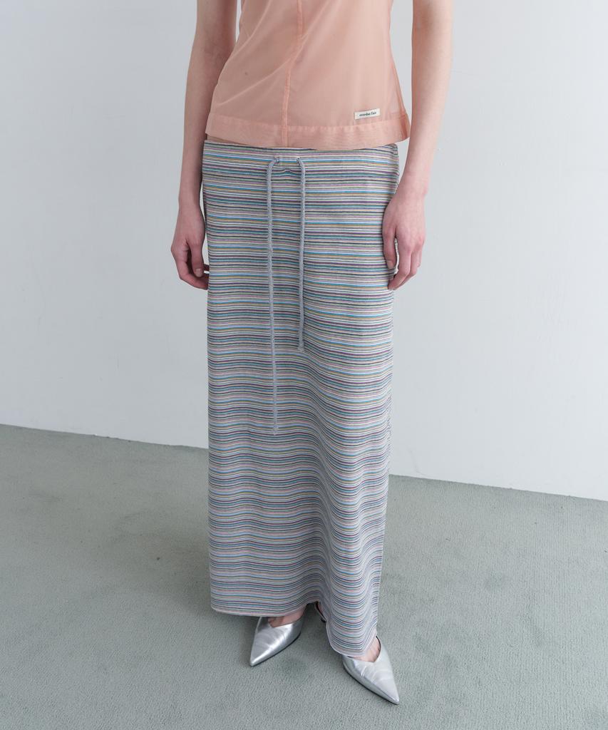Obeodyupeulleeo Vintage Stripe Maxi Skirt_Grey