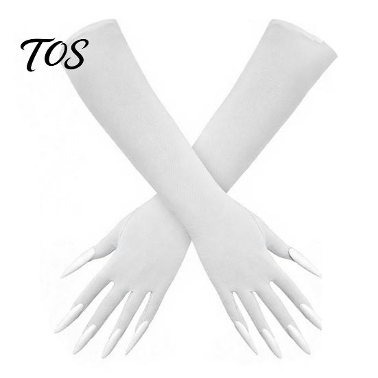 Scary Cosplay Handwear 1 Pair Halloween Ghost Claw Gloves, Long Fingernail Witch Costume Dark Party Performance Prop Accessory, for Adults, Durable