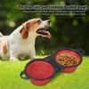 Portable Collapsible Double Pet Bowl Expandable Feeding Bowl Double Dog Food Bowls  Cat