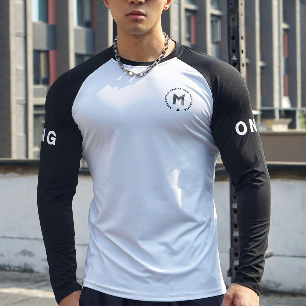 Men's Autumn Training T-Shirt: Short Sleeve, Colorblock, Elastic Sportswear for Basketball & Running