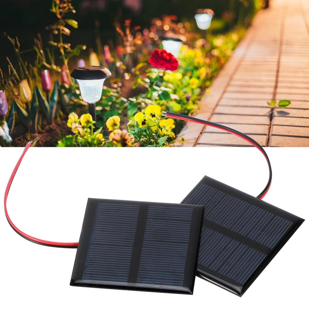 2Pcs 5.5V 0.6W Wired Solar Panel Multifunctional Portable Mini Solar Board Polysilicon