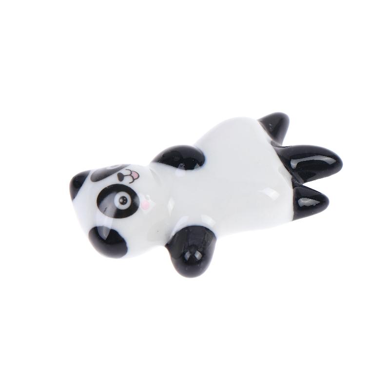 Mini Panda Ceramic Chopstick Rest Cute Cartoon Tableware Spoon Holder Pen Rack For Home Restaurant Kitchen Dining Table Decor