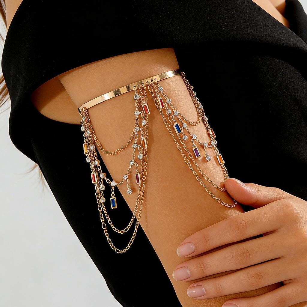 Punk Metal Tassel Adjustable Open Arm Chain Fashion Beach Vacation Accessory For Women Jewelry