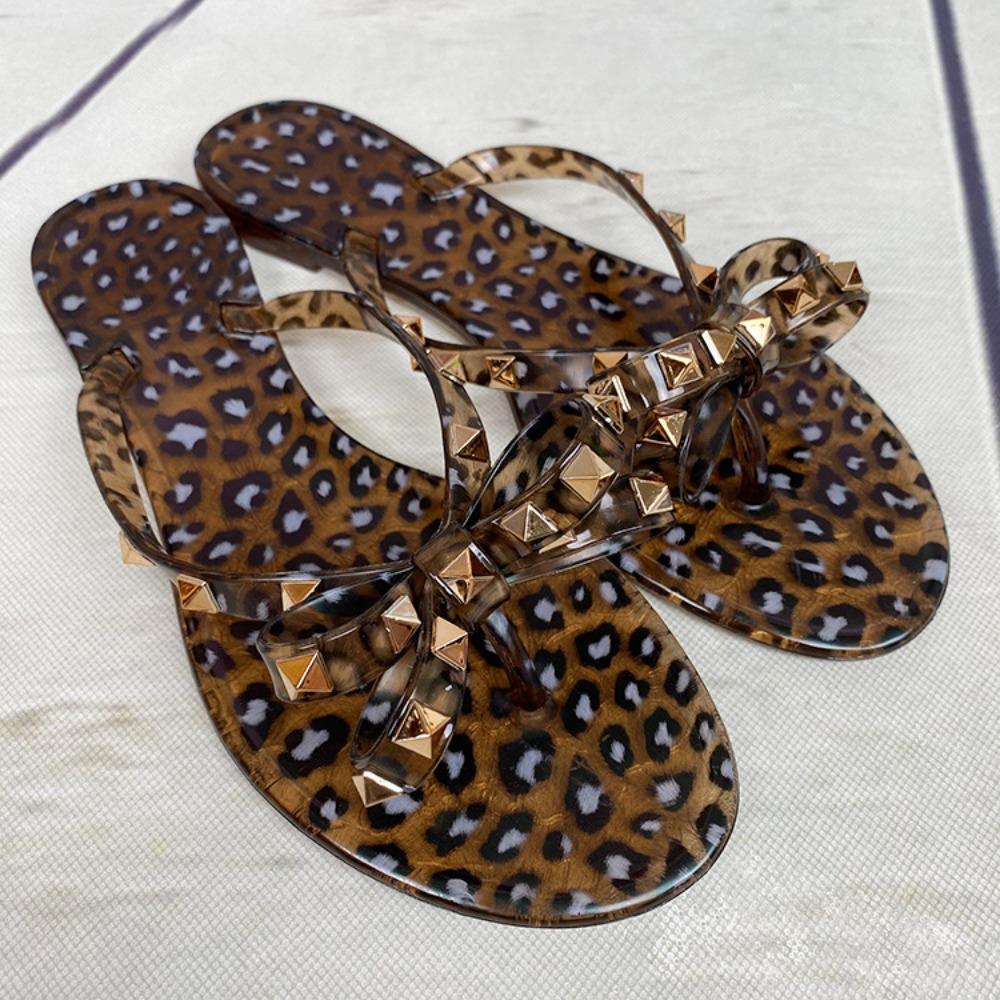 Fashion Flip-flops Women's 2025 Summer Jelly  Pvc Sandals Caregiver Shoes Women's Flats Womens Affordable Knot Fashion Plastic Slippers