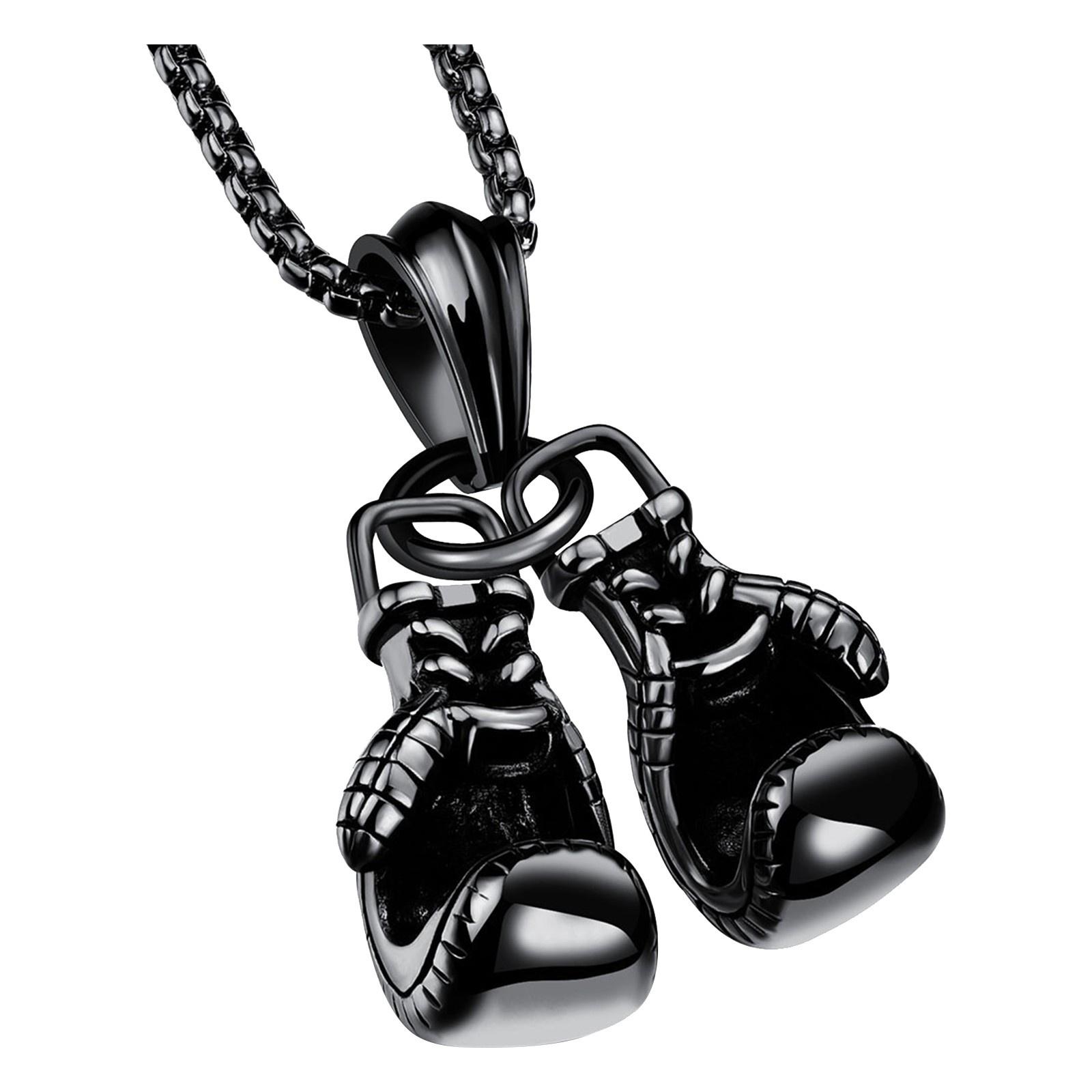 

Men s Necklace And Stainless Steel Pendant Pair Of Boxing Gloves Chain Necklace One Size чорний