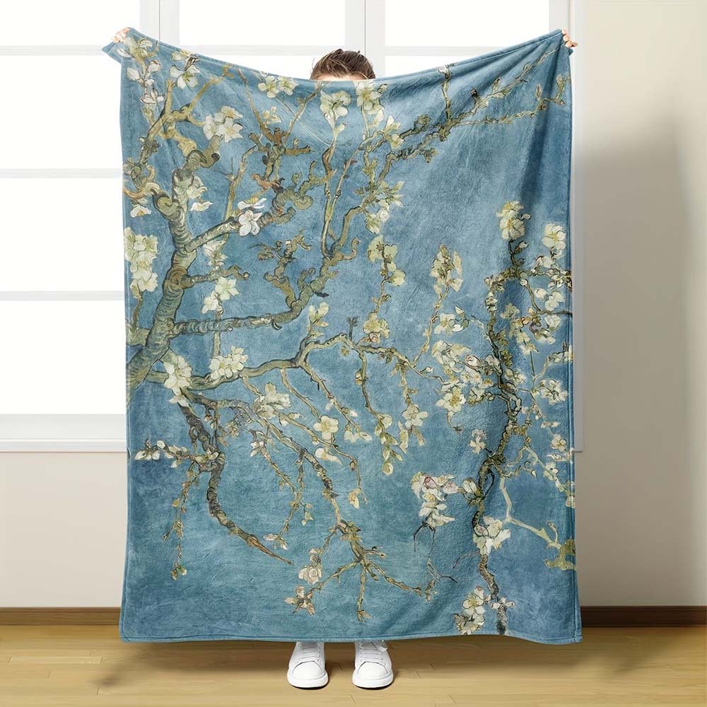 1pc Tropical Flamingo Palm Tree Hibiscus Flower Throw Blanket Soft Cozy Summer Beach Blanket for Home Couch Bed