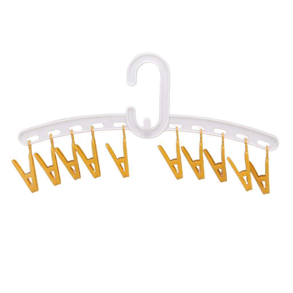 Plastic Sock Clips Drying Rack Straight Rod for Clothes Travel Portable Supplies White and Yellow