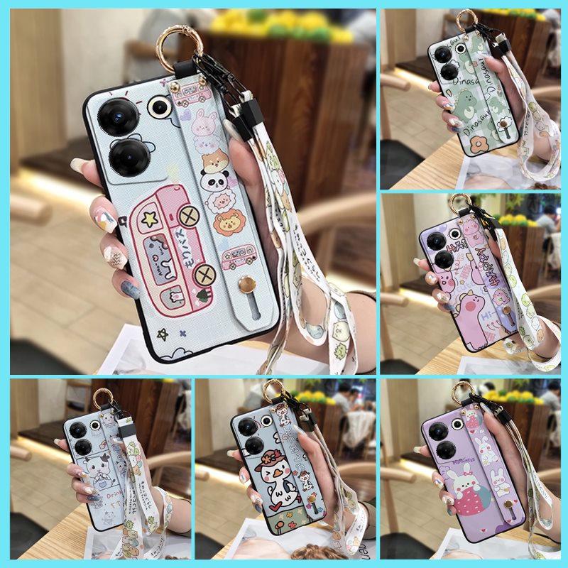 Cute Lanyard Phone Case For Tecno Camon20 Pro 5G/CK8n Silicone Phone Holder Soft case Back Cover Waterproof Wrist Strap