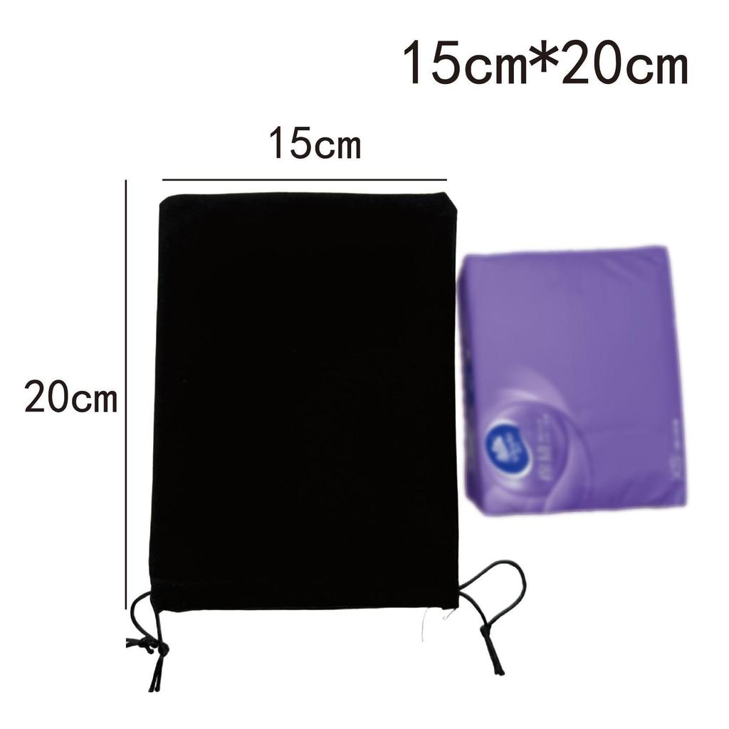 Black Flocking Jewelry & Headphone Drawstring Storage Bag